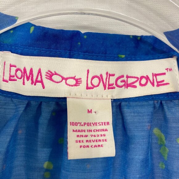 Leoma Lovegrove Medium Blue Tropical Hammock Button Up Tunic Vacation - Picture 2 of 10